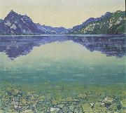 Ferdinand Hodler Thunersee mit symmetrischer Spiegelung vor Sonnenaufgang oil painting
